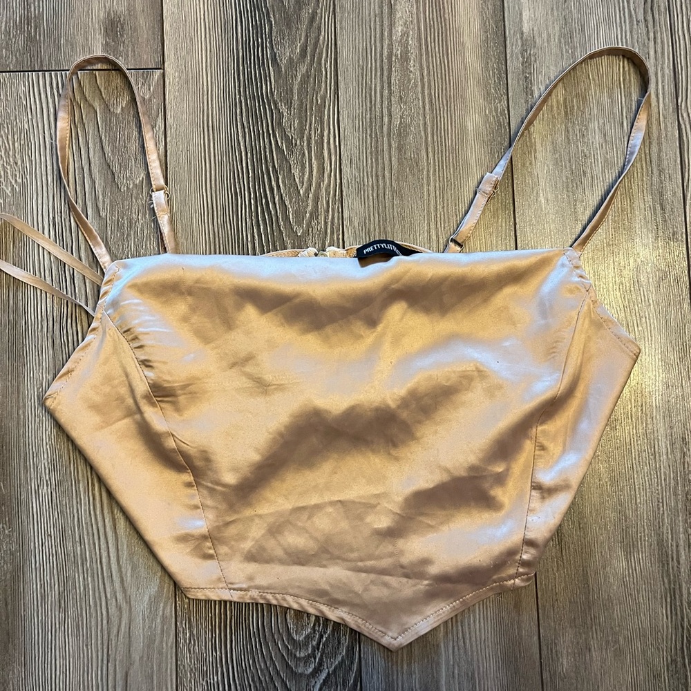 PrettyLittleThing Champagne Satin Top